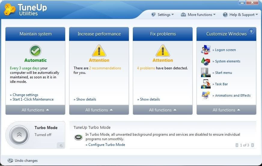 Interface baru TuneUp