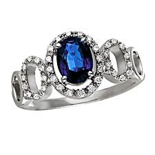 White Gold Genuine Sapphire and Diamond Ring Pictures, Images and Photos