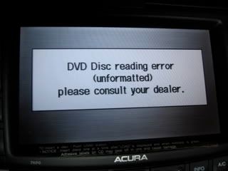 Dvd disk reading error honda navigation